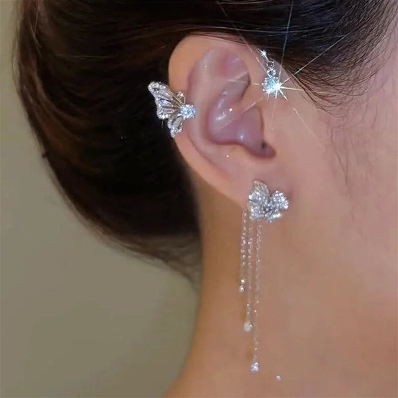 Shiny Zircon Korea Style Copper Earring Without Piercing Jewelry