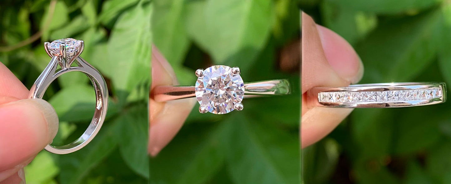 Ring Wedding Band White Yellow Gold Jewelry Luxury Solitaire