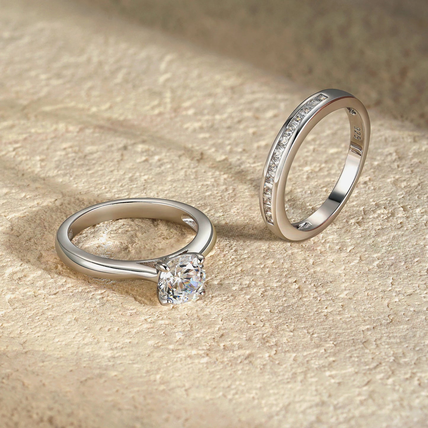 Ring Wedding Band White Yellow Gold Jewelry Luxury Solitaire