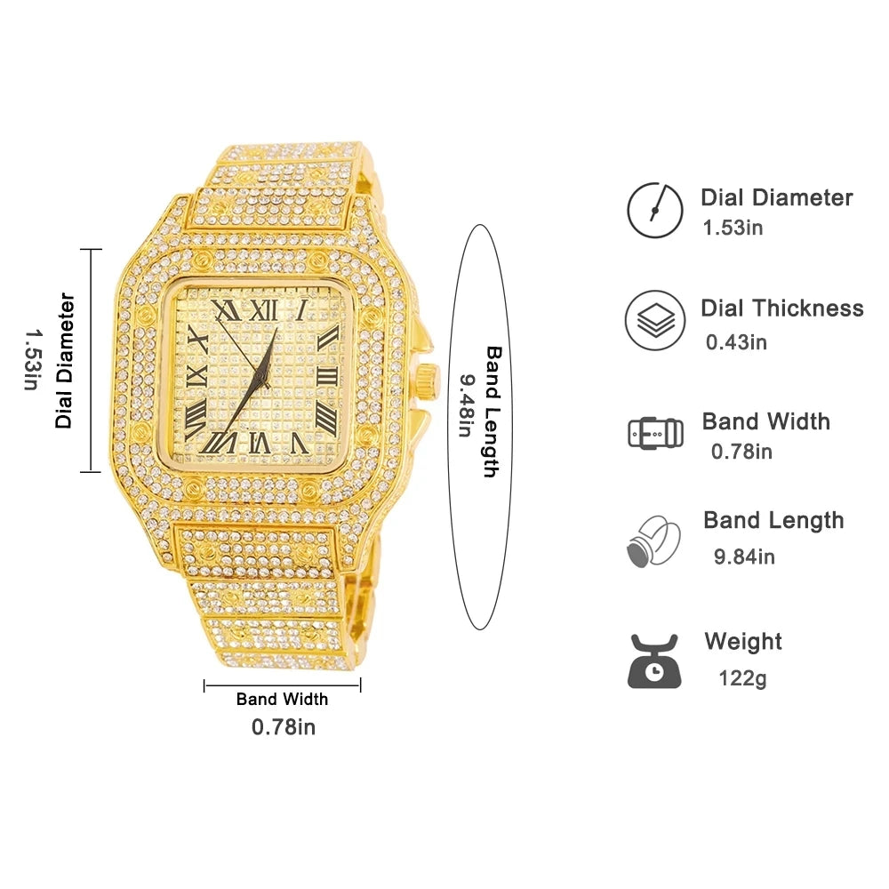 Watch for Men ,Bling Rapper Necklace, Watch+Bracelet Jewelry