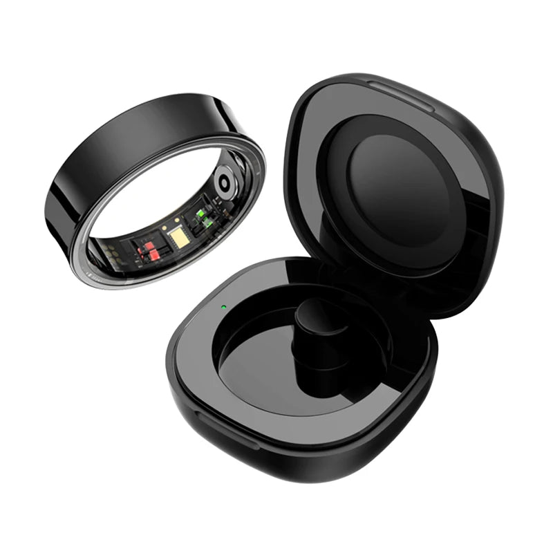 R09 Smart Ring Men Women with Charging Case,Heart Rate Blood Oxygen