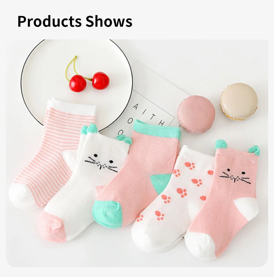 5 Pairs Cartoon Baby Socks