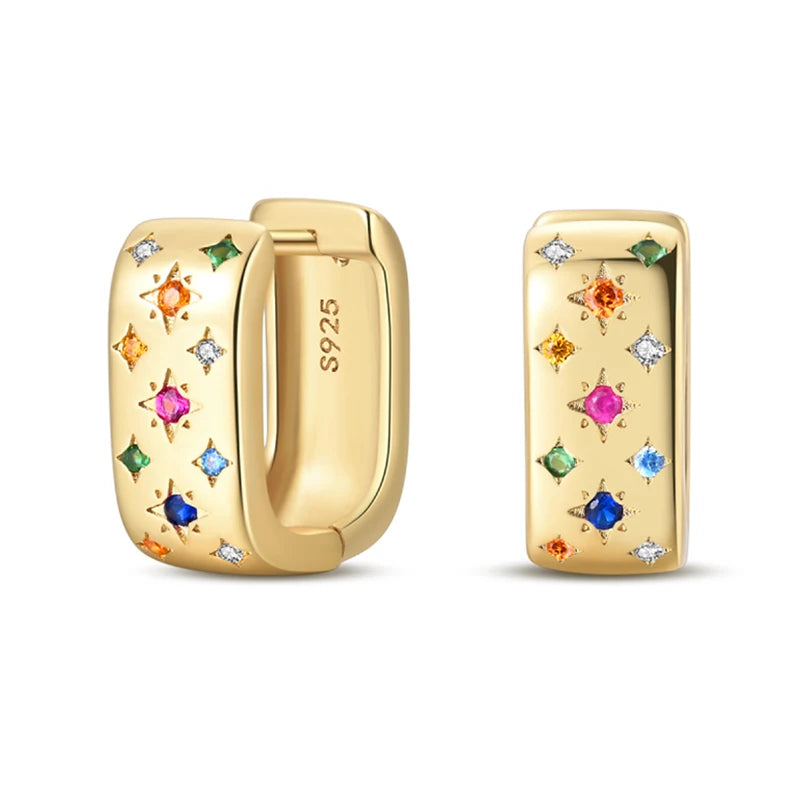 Classic Earrings 925 Silver Stars Moons Jewelry Gift