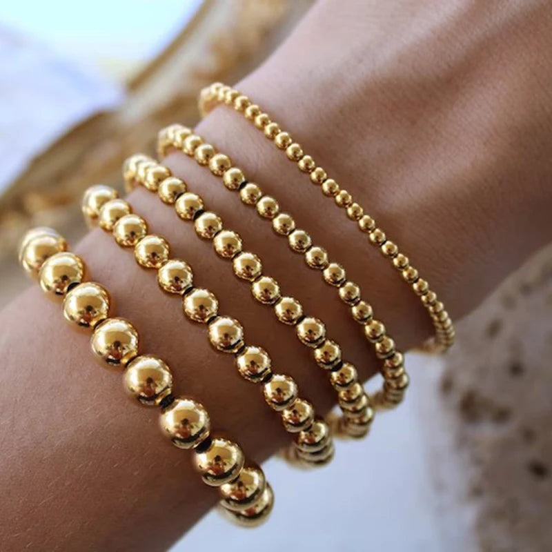 Bracelets Gold Sliver Color  Beaded Bracelet For Women Men Jewelry