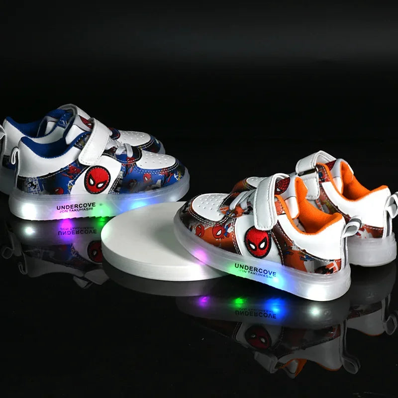 Disney Led Light Shoes for Kids Fashion Cartoon Spiderman