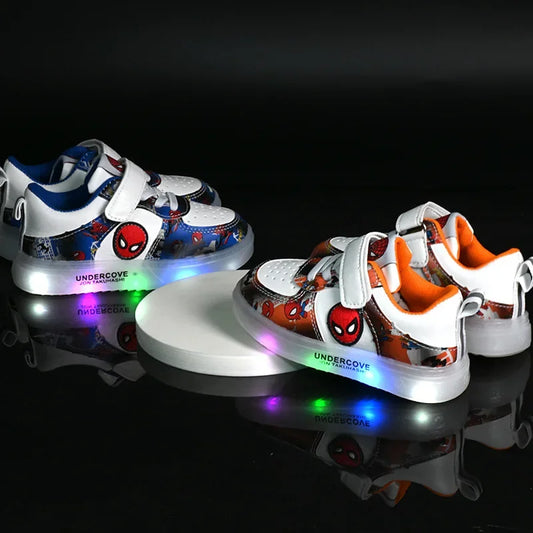 Disney Led Light Shoes for Kids Fashion Cartoon Spiderman