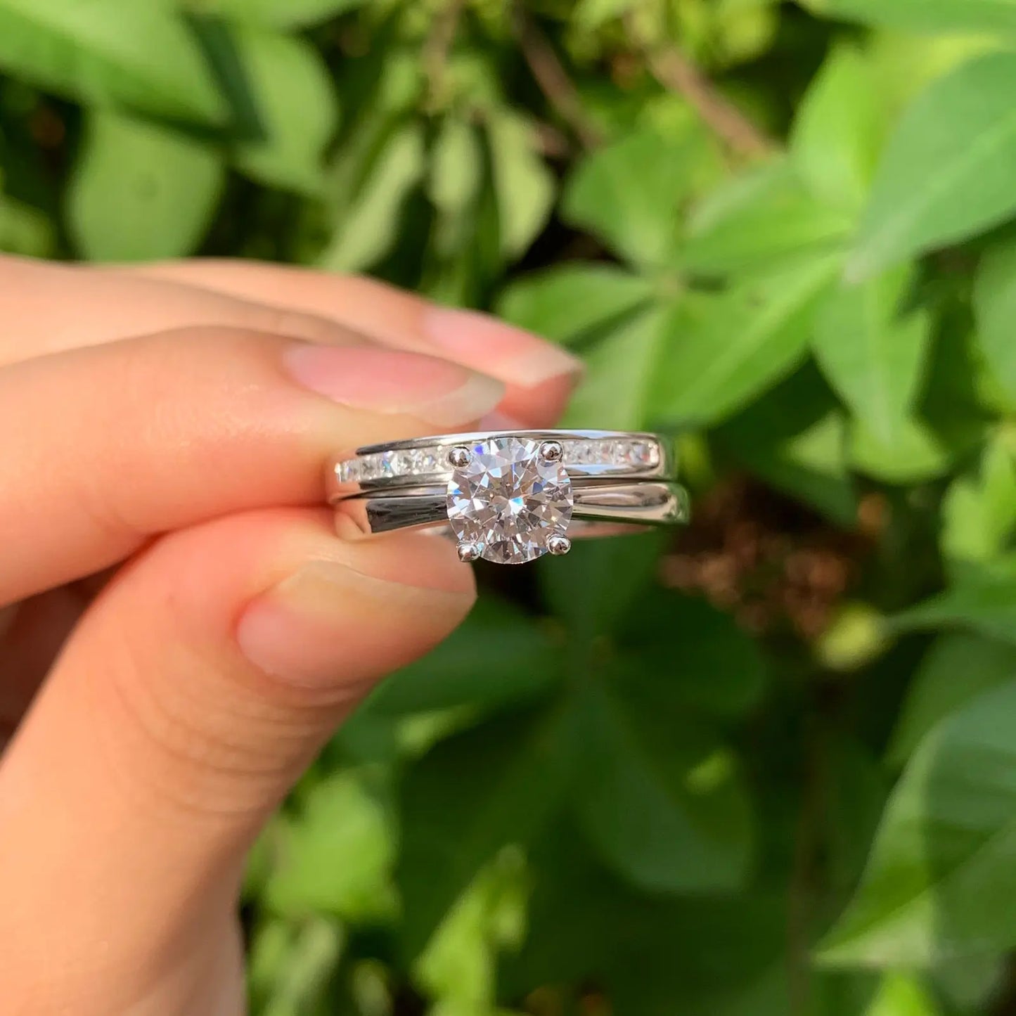 Ring Wedding Band White Yellow Gold Jewelry Luxury Solitaire