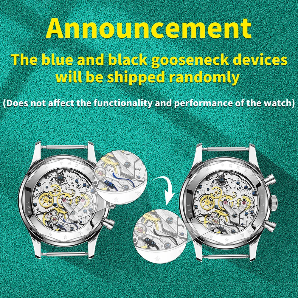 RED STAR 38mm Men's 1963 Chronograph Mechanical Watch Pilot