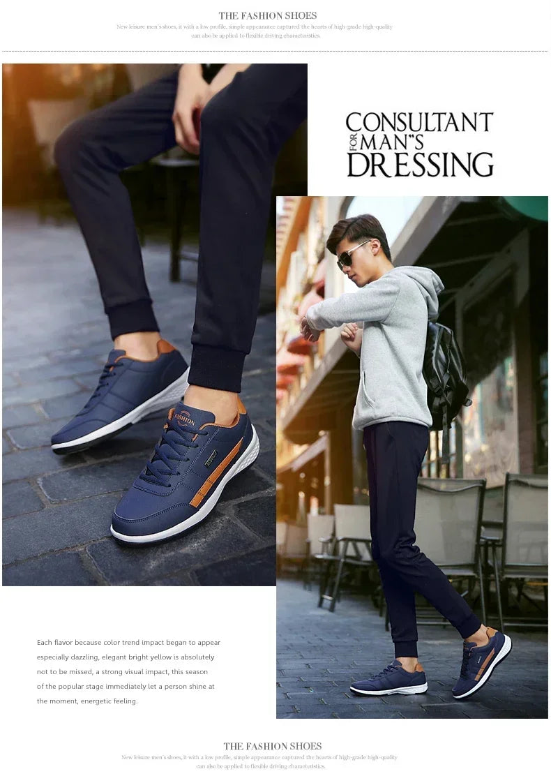 Sneakers Leisure Male Leather Sports Shoes Non-Slip Footwear Tennis for Men