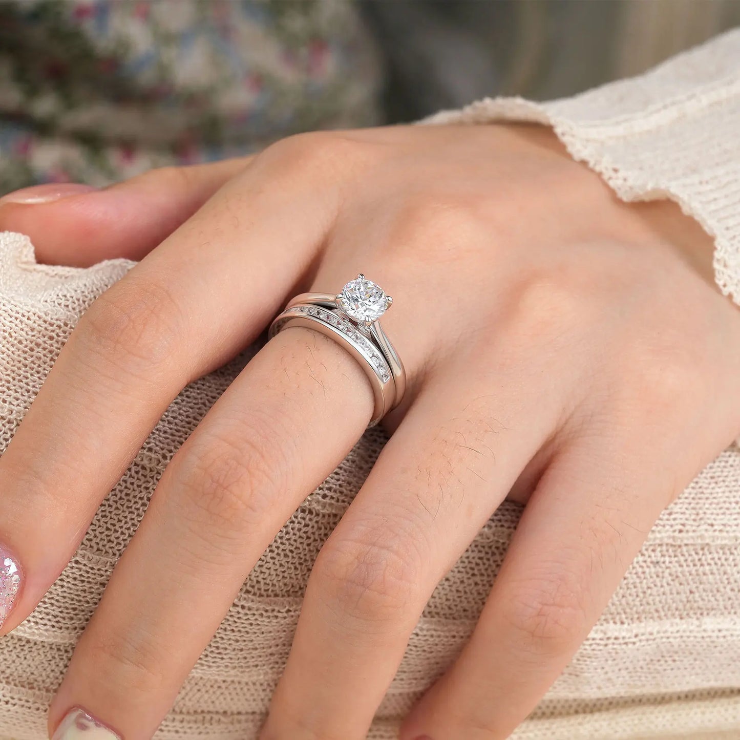 Ring Wedding Band White Yellow Gold Jewelry Luxury Solitaire