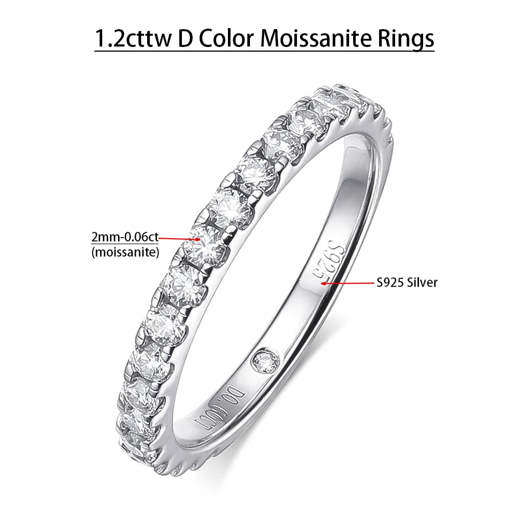 Rings Set for Women Man Wedding Bridal Gift 100% S925 Sterling Silver Row Rings Fine Jewelry