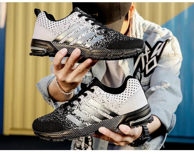 Men Sneakers Fashion Breathable Mesh Comfortable Black Sports Shoes