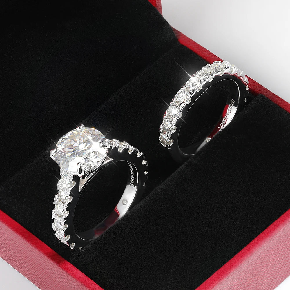 Rings Set for Women Man Wedding Bridal Gift 100% S925 Sterling Silver Row Rings Fine Jewelry