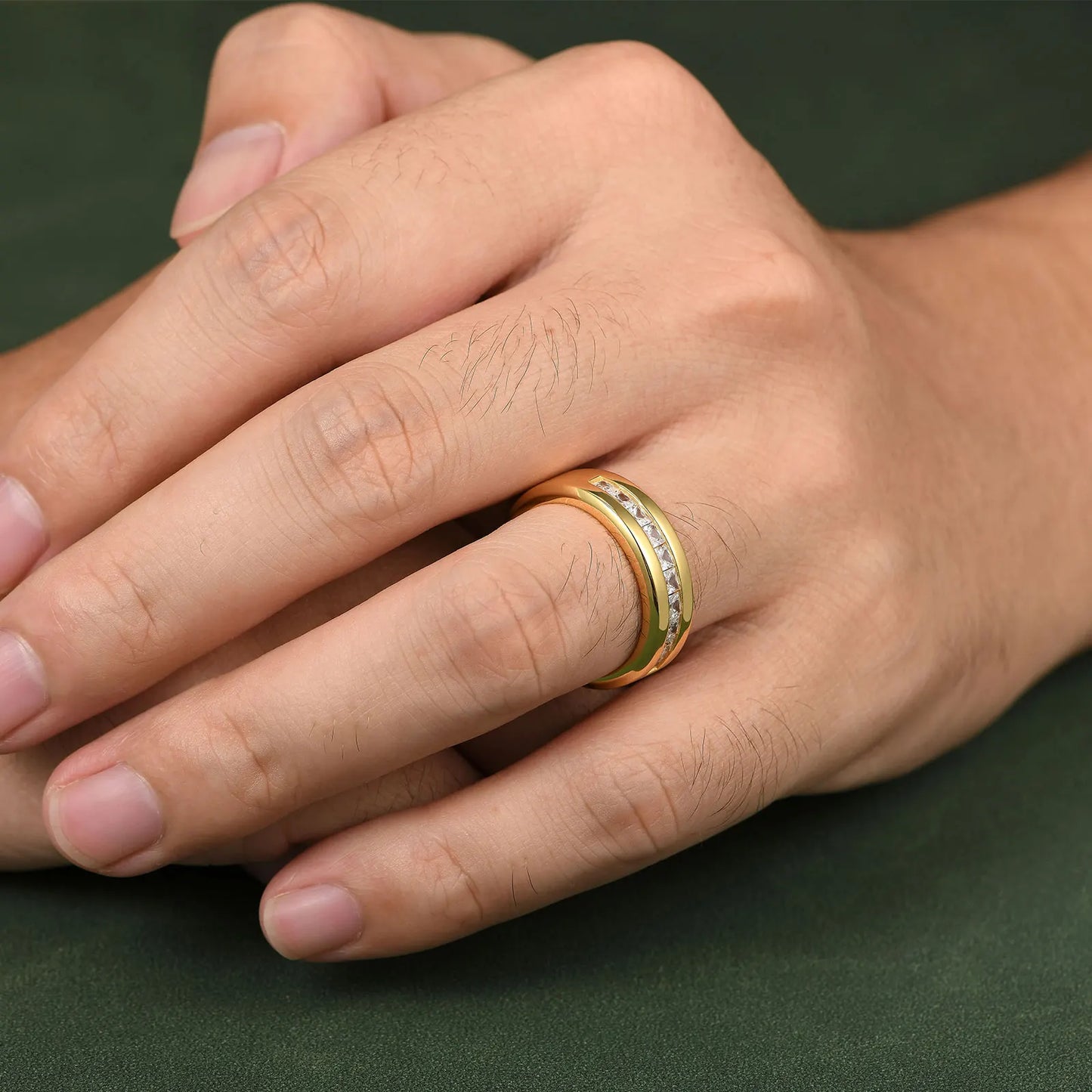 Sterling Silver Moissanite Mens  Ring Luxury Jewelry