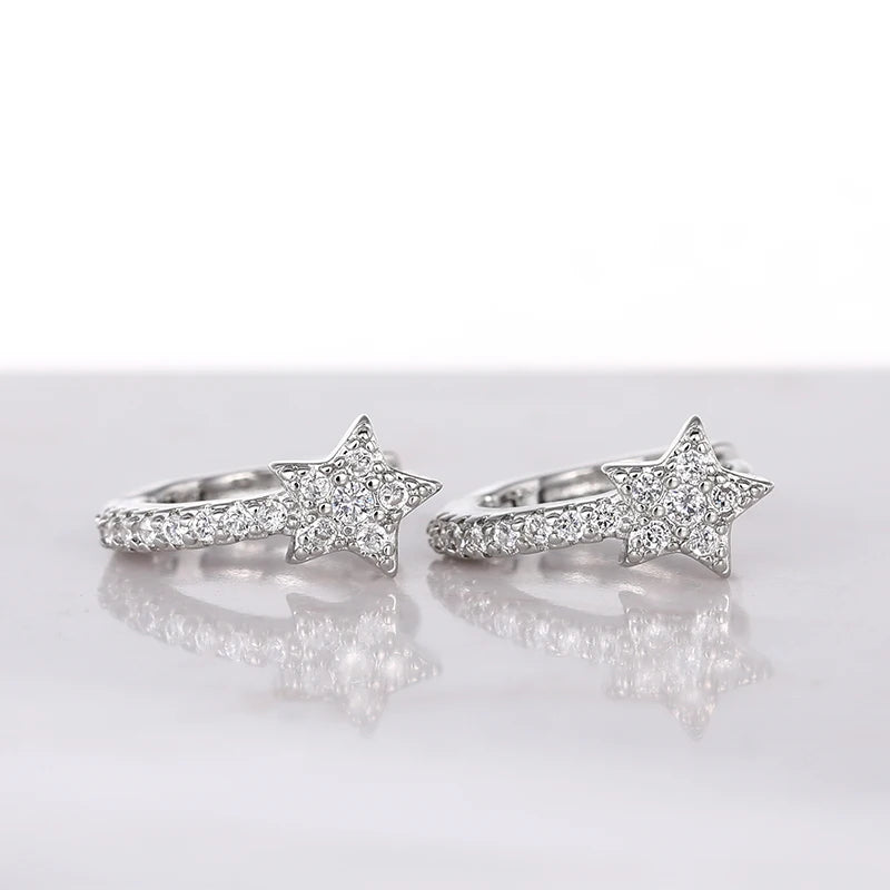 Earrings with Dazzling CZ Simple Stylish Ear Accessories for Women Silver Color Exquisite Girls Jewelry