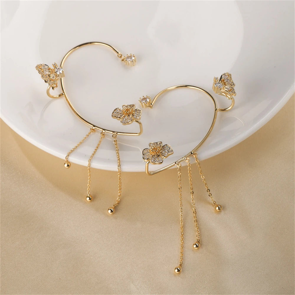 Shiny Zircon Korea Style Copper Earring Without Piercing Jewelry