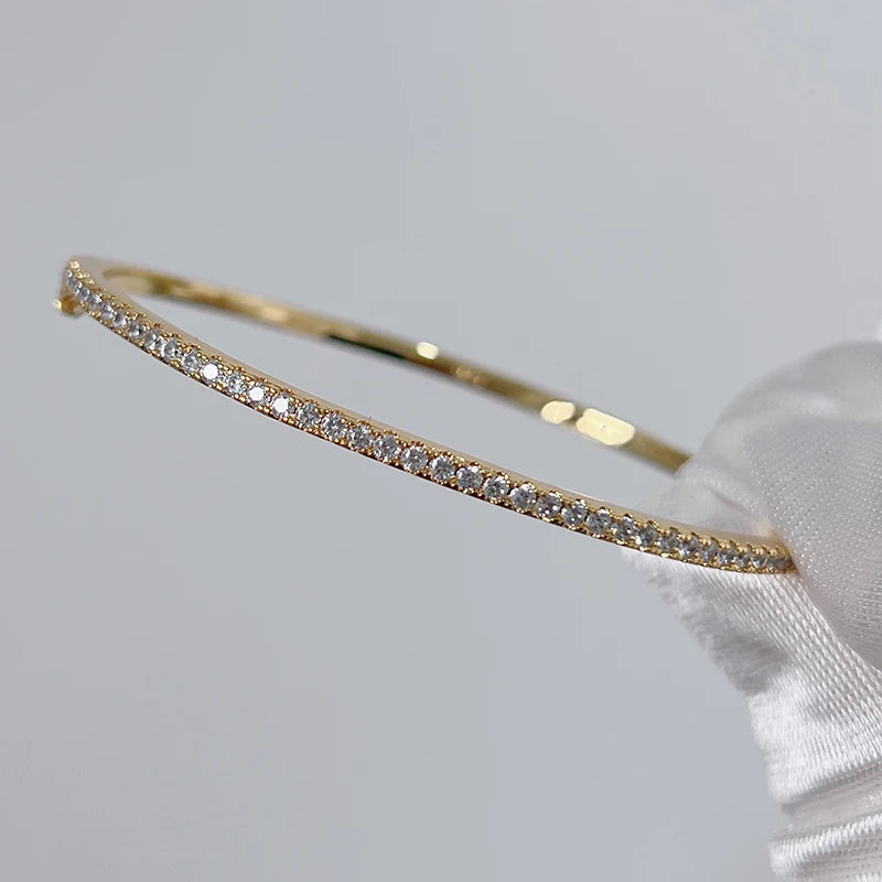 Quality  Gold Bangle Move Diamond Bangle Wedding Jewelry Around Rivet 6cm Bangle