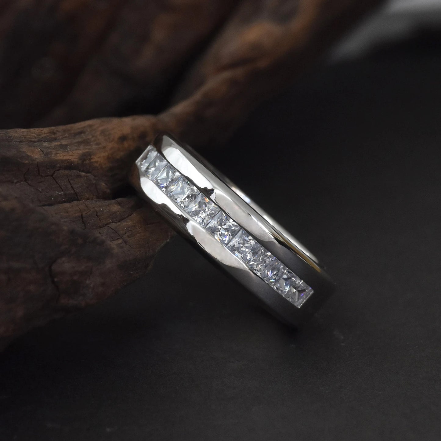 Sterling Silver Moissanite Mens  Ring Luxury Jewelry