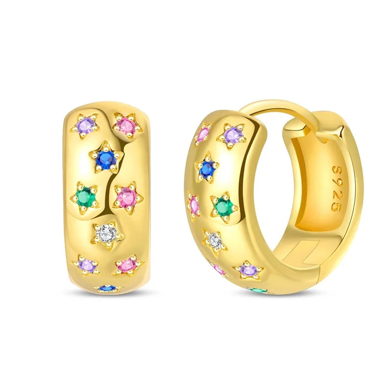 Classic Earrings 925 Silver Stars Moons Jewelry Gift