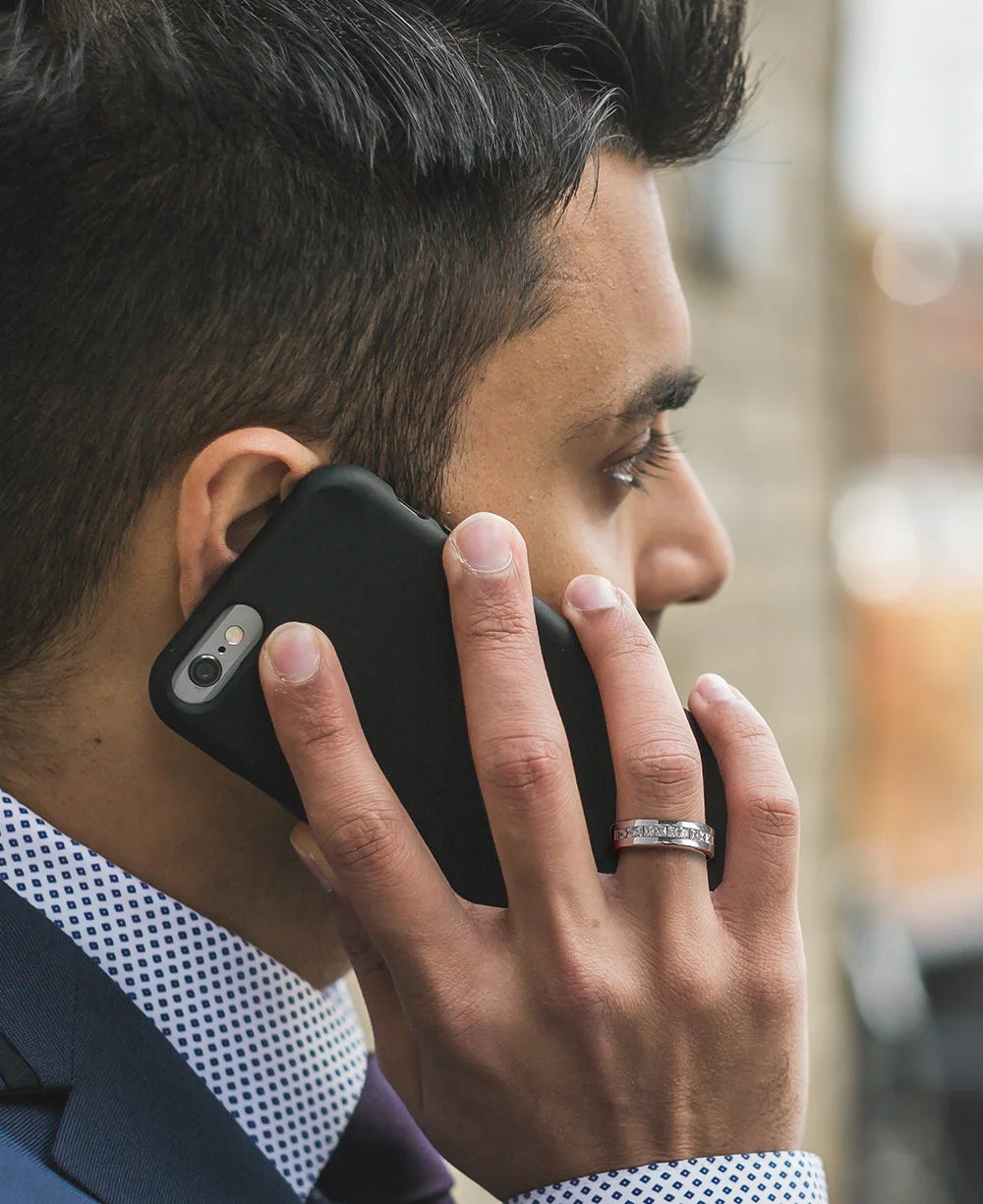 Sterling Silver Moissanite Mens  Ring Luxury Jewelry