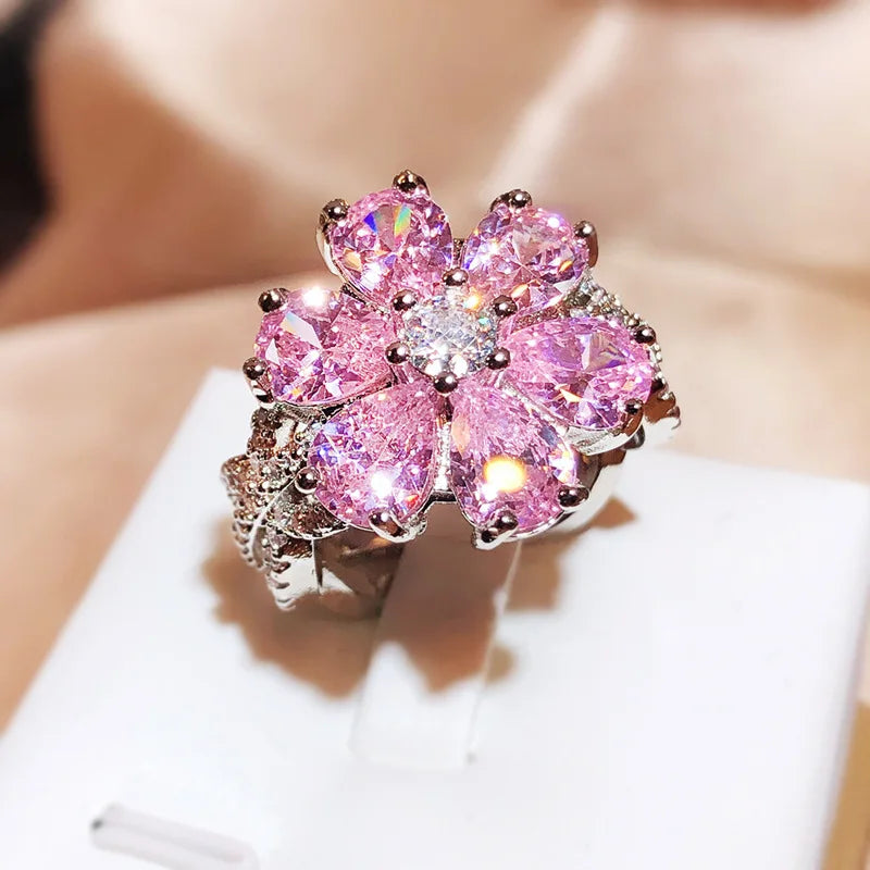 Pink Crystal Stone Ring  Jewelry