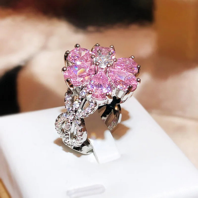 Pink Crystal Stone Ring  Jewelry