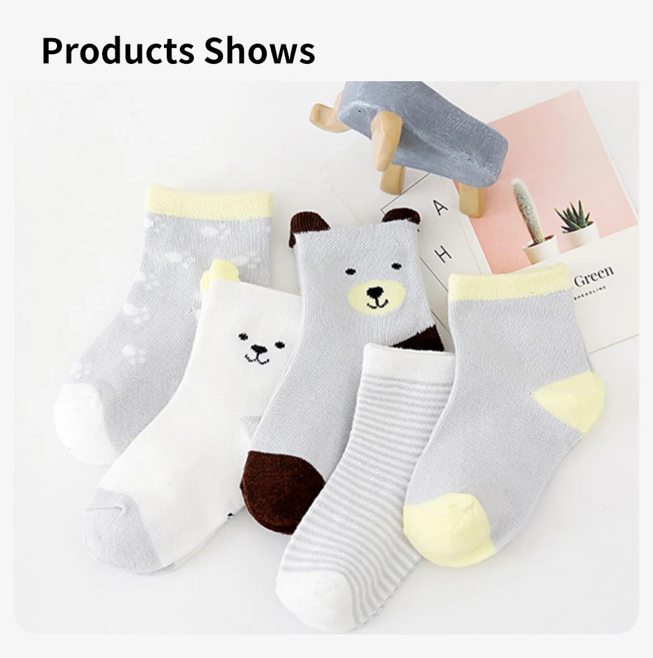 5 Pairs Cartoon Baby Socks