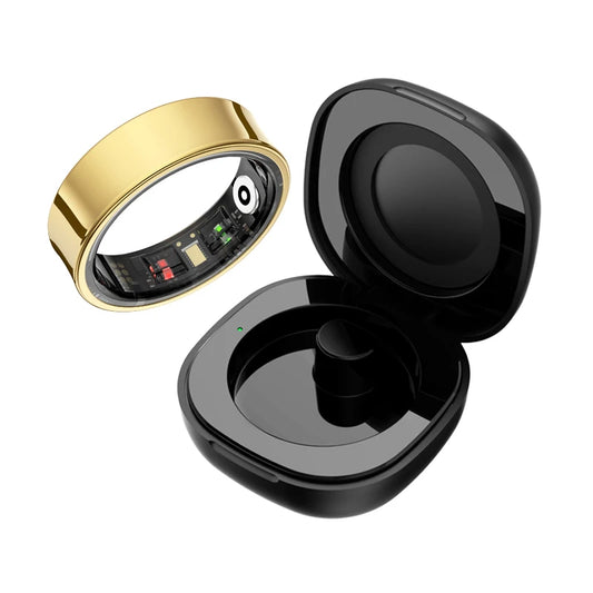 R09 Smart Ring Men Women with Charging Case,Heart Rate Blood Oxygen