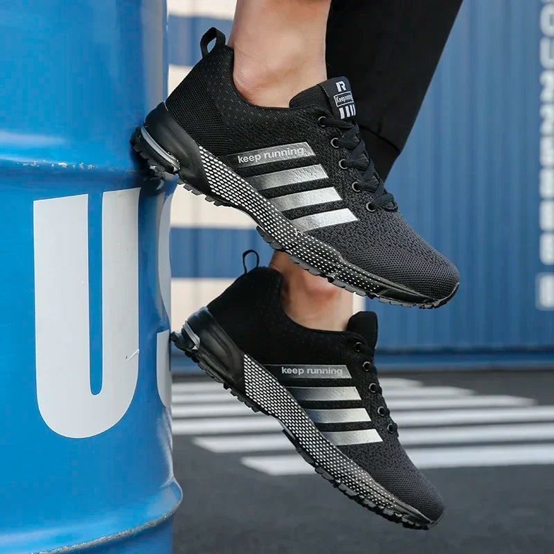 Men Sneakers Fashion Breathable Mesh Comfortable Black Sports Shoes