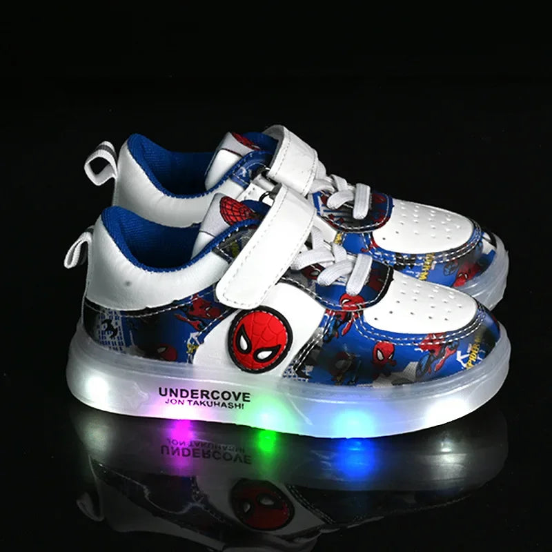 Disney Led Light Shoes for Kids Fashion Cartoon Spiderman