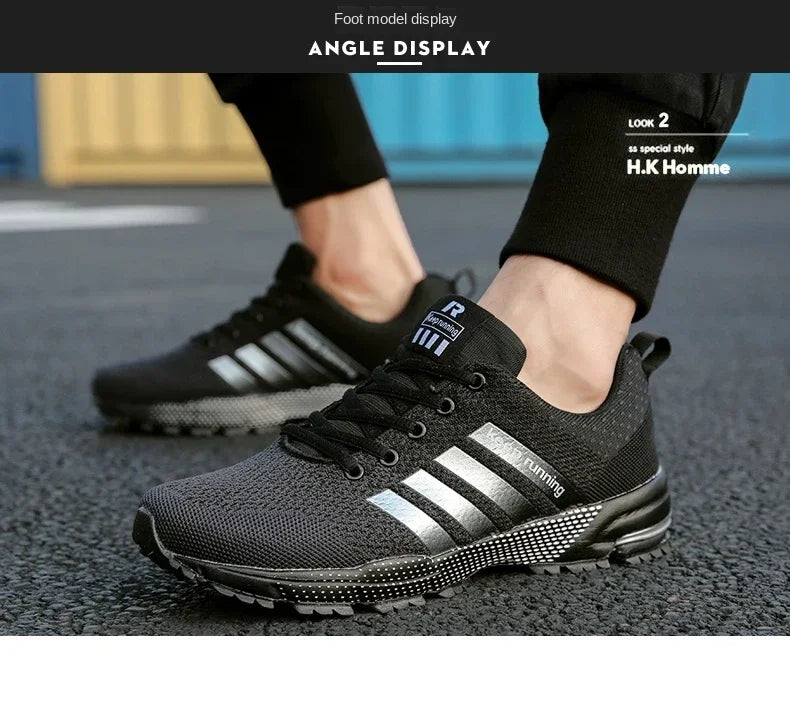 Men Sneakers Fashion Breathable Mesh Comfortable Black Sports Shoes