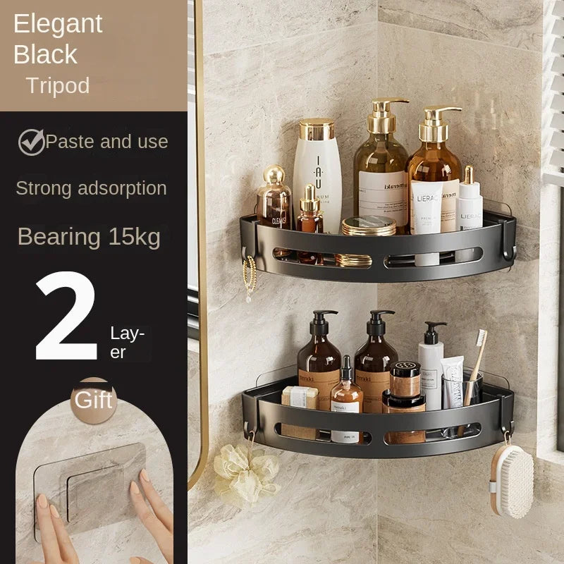 Shelf Storage Upgraded Waterproof Bathroom Organizer Shampoo & Towel Holder Wall Mount