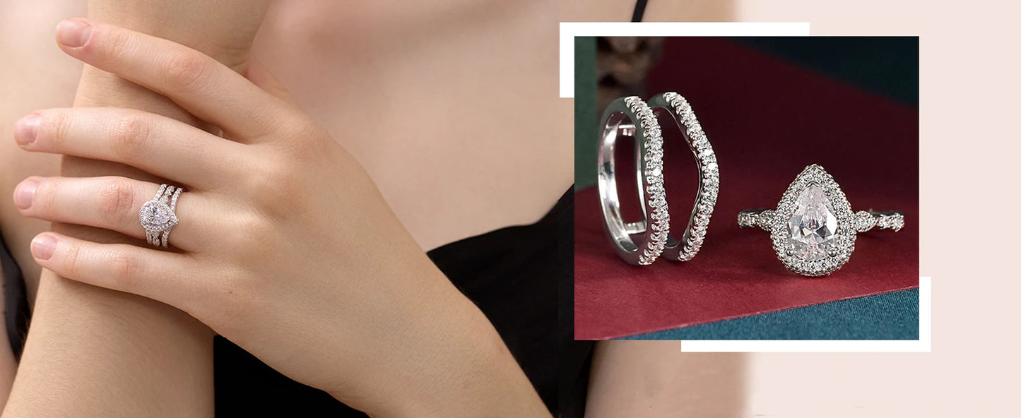 Silver Engagement Ring Enhancer Wedding Band for Women