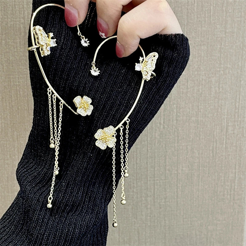 Shiny Zircon Korea Style Copper Earring Without Piercing Jewelry