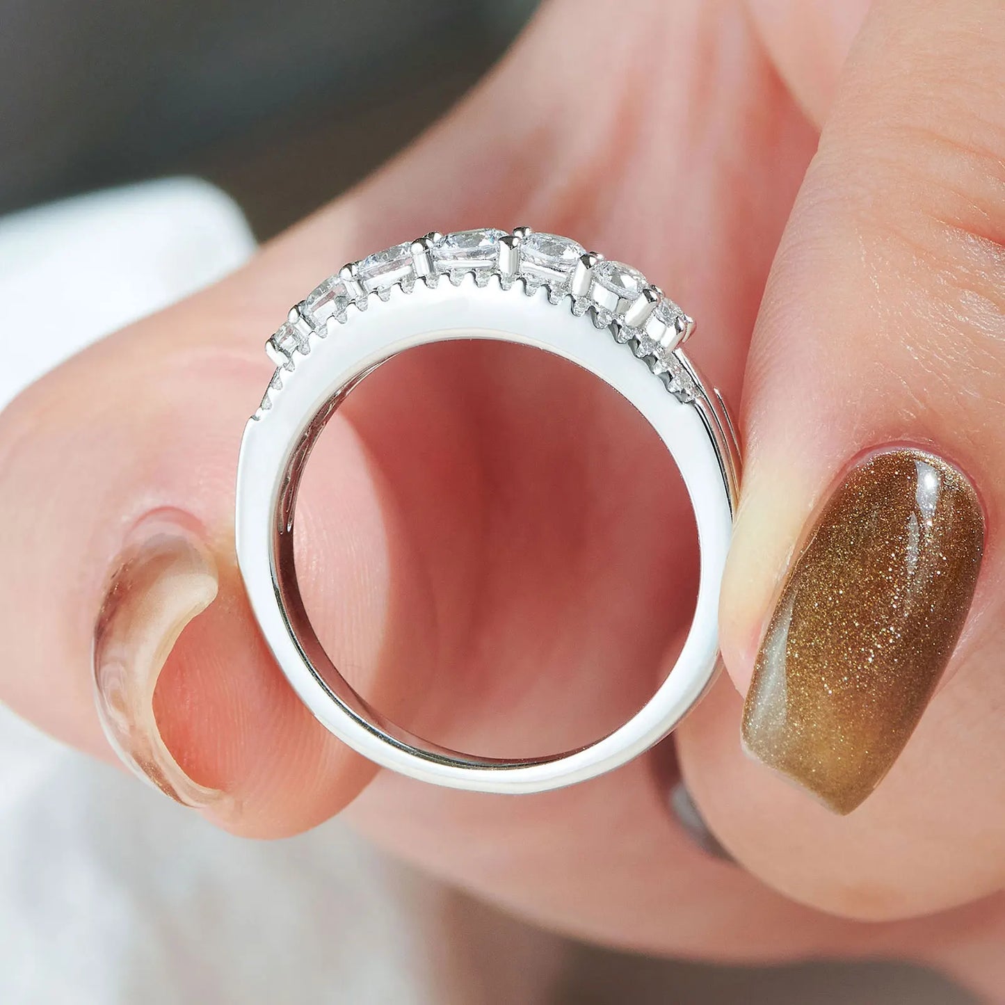 Rings for Women Original 925 Sterling Silver Eternity Band Brilliant Engagement Ring Jewelry