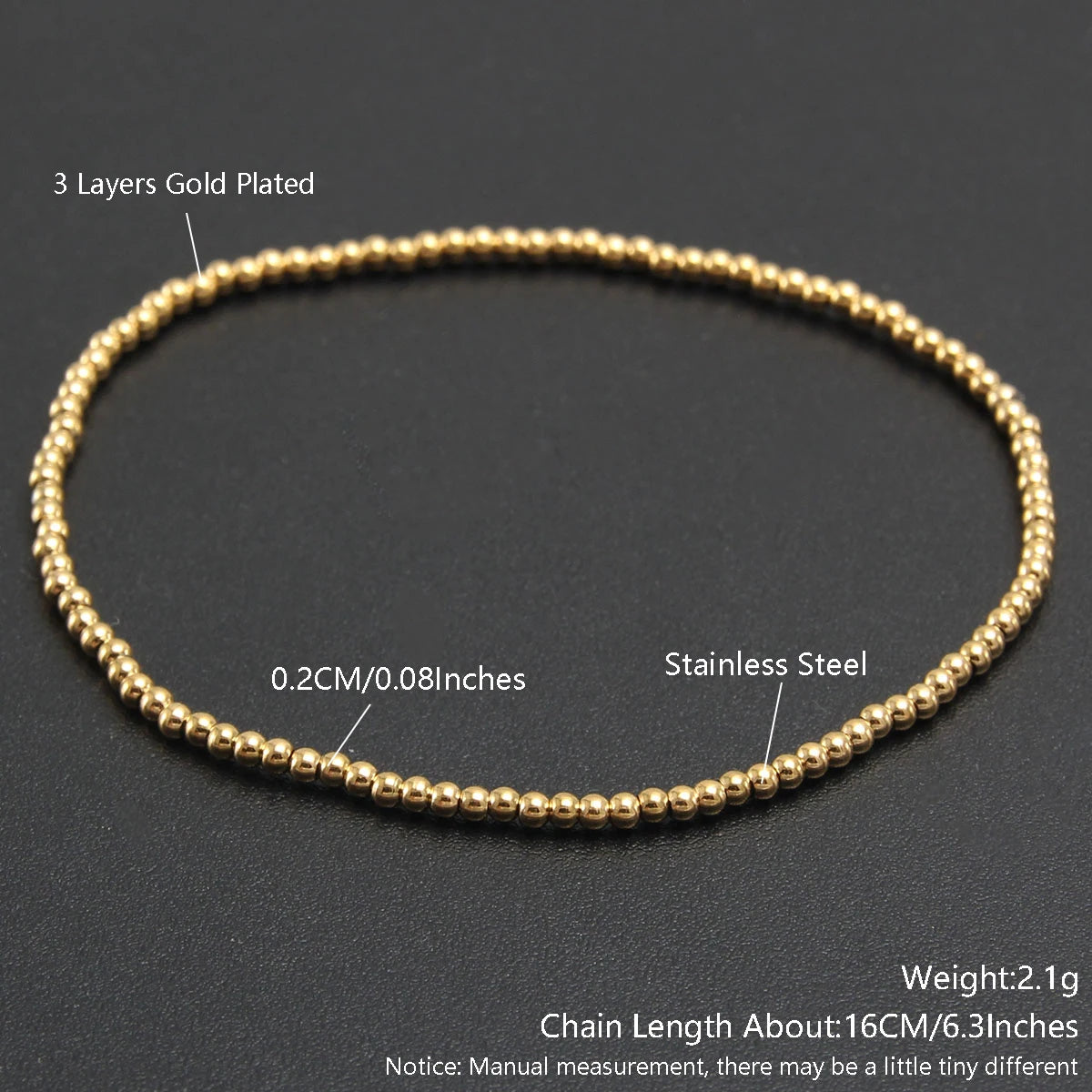 Bracelets Gold Sliver Color  Beaded Bracelet For Women Men Jewelry