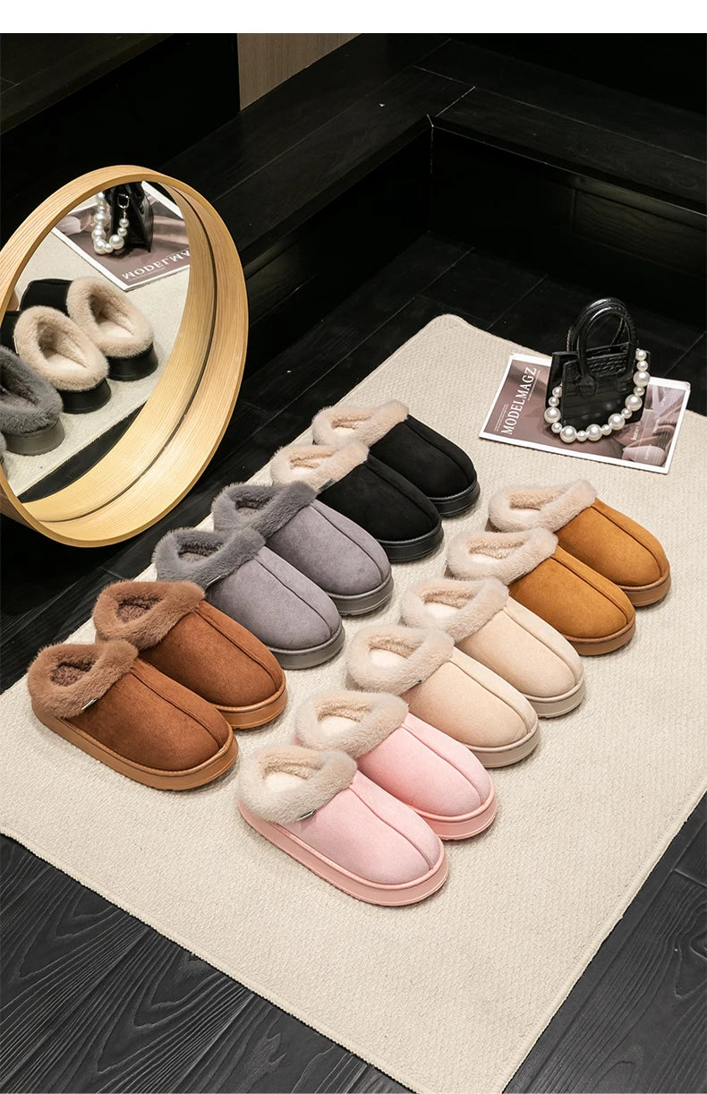 Fashion Women Fluffy Slippers for Autumn and Warm Unisex Slippers for Winter
