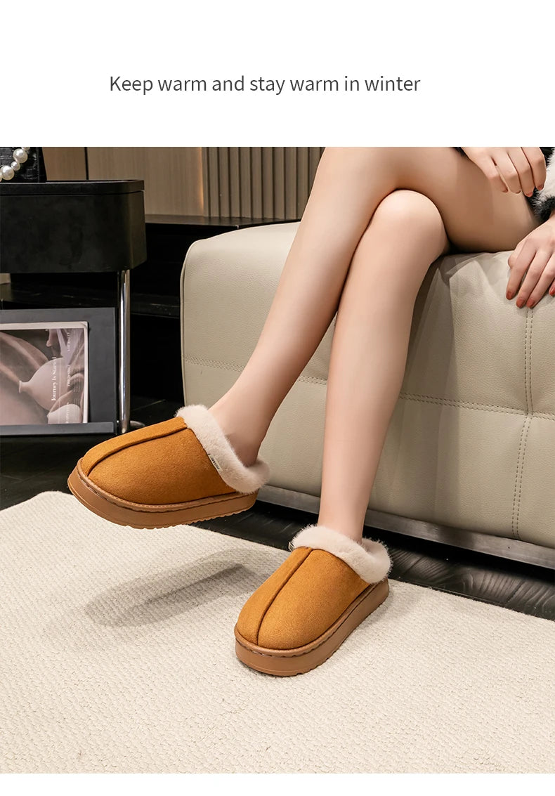 Fashion Women Fluffy Slippers for Autumn and Warm Unisex Slippers for Winter
