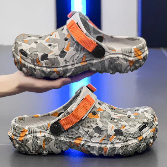 New Men's Clogs Slippers Sandal Male Garden Shoes Flat Camouflage