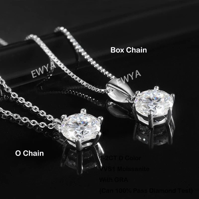 Necklace For Women 6 Prong 100% 925 Sterling Silver Wedding Party Bridal Fine Jewelry