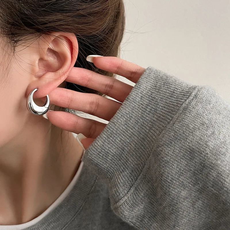 Earrings Metallic Geometric Ear Buckle Minimalist Style