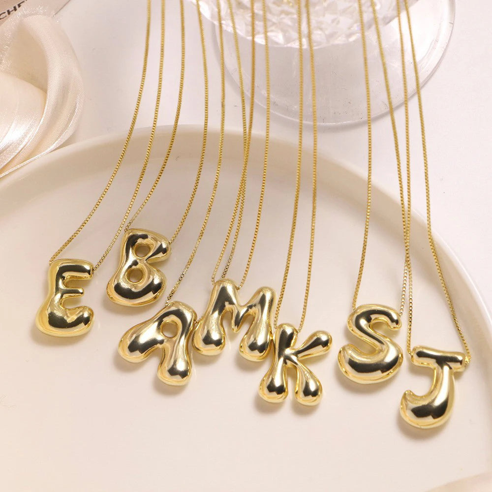 Necklace for Women Girls Chunky Bubble Letter Pendant Necklaces Trendy Collar Jewelry Gift
