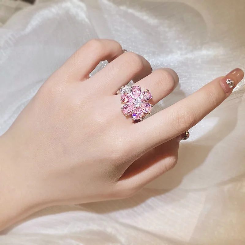 Pink Crystal Stone Ring  Jewelry