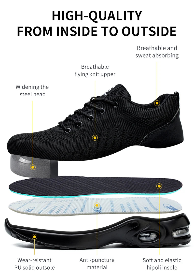 Sneakers Safety Shoes Men Indestructible Work shoes Tactical Boots