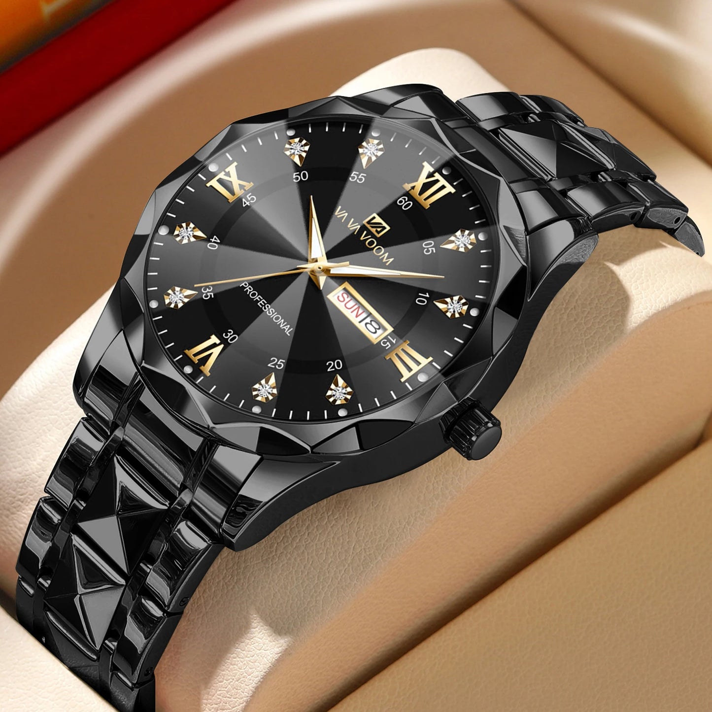Watch Water Diamond Luxury Night Glow Double Calendar Quartz