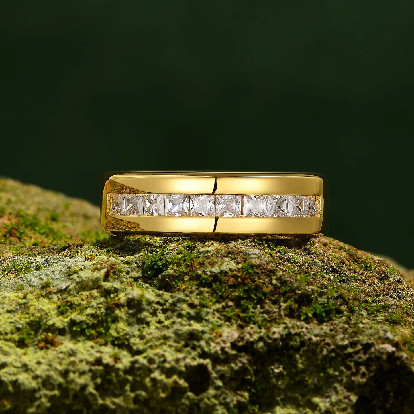 Sterling Silver Moissanite Mens  Ring Luxury Jewelry