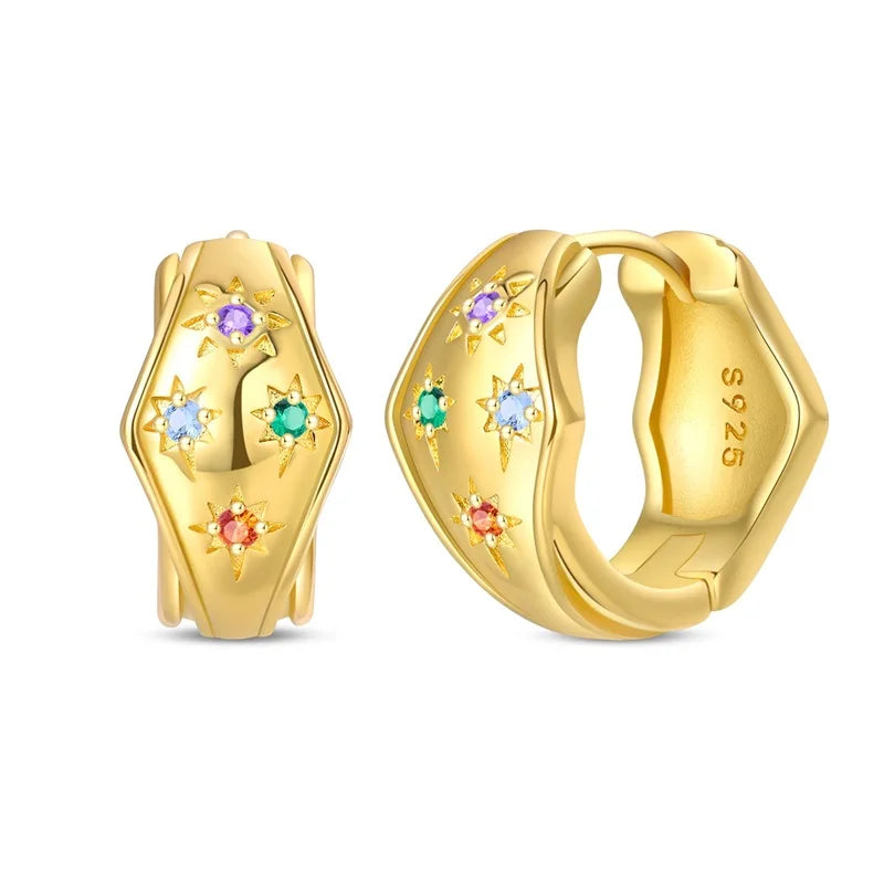 Classic Earrings 925 Silver Stars Moons Jewelry Gift