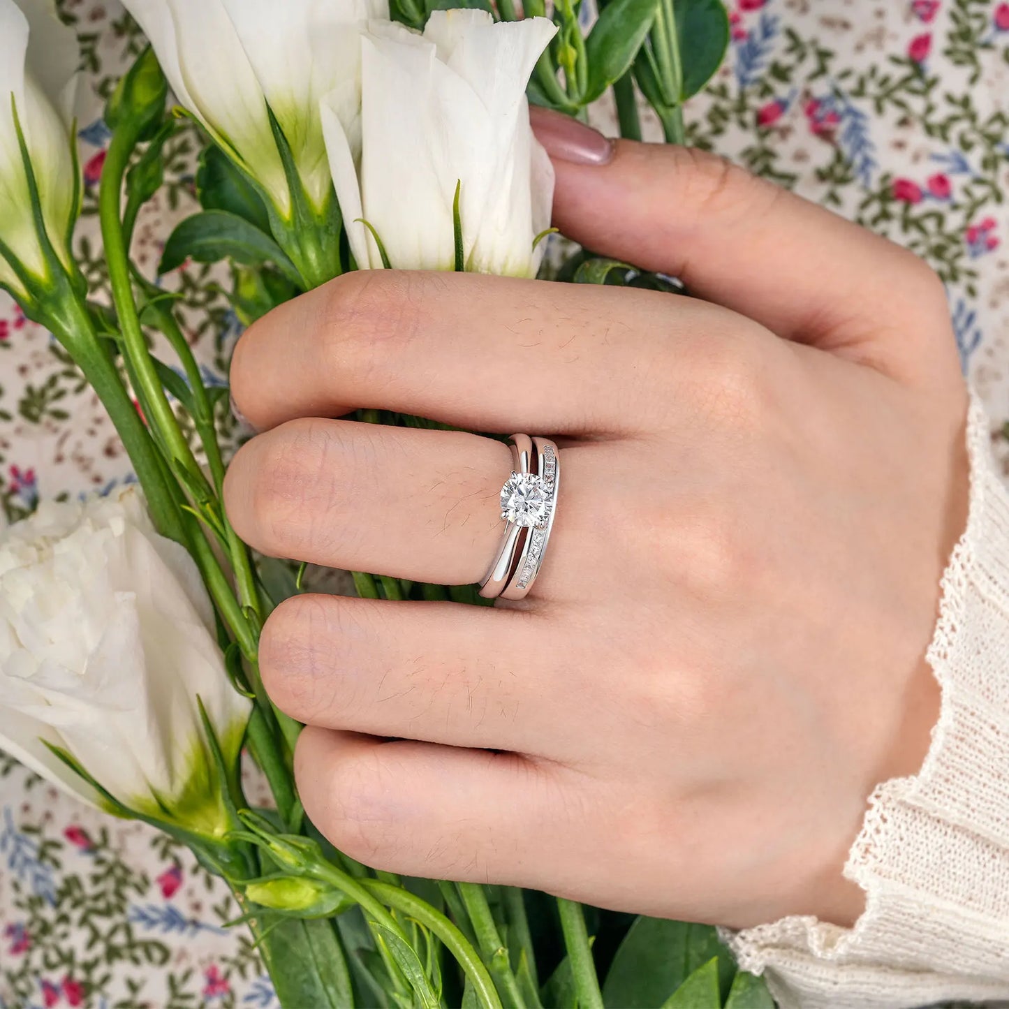 Ring Wedding Band White Yellow Gold Jewelry Luxury Solitaire