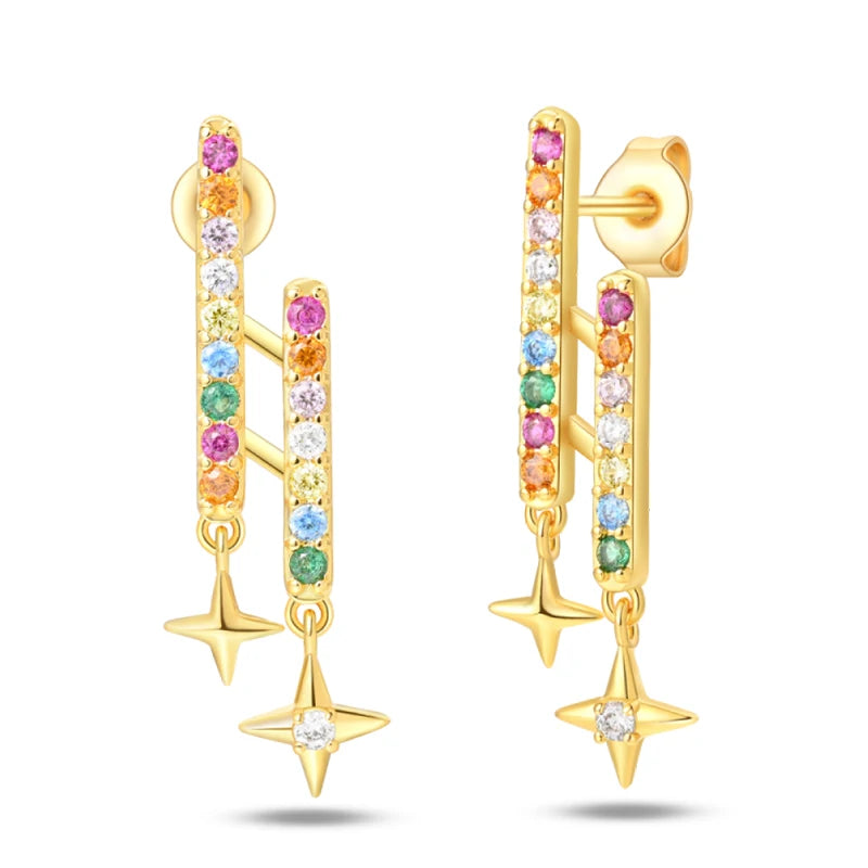 Classic Earrings 925 Silver Stars Moons Jewelry Gift