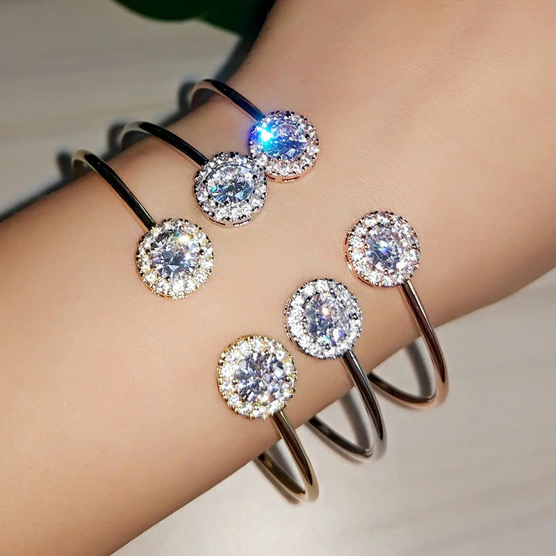 Luxury  Bangles For Women Fashion Cubic Zirconia Bracelets INS Party Everyday Jewlery.